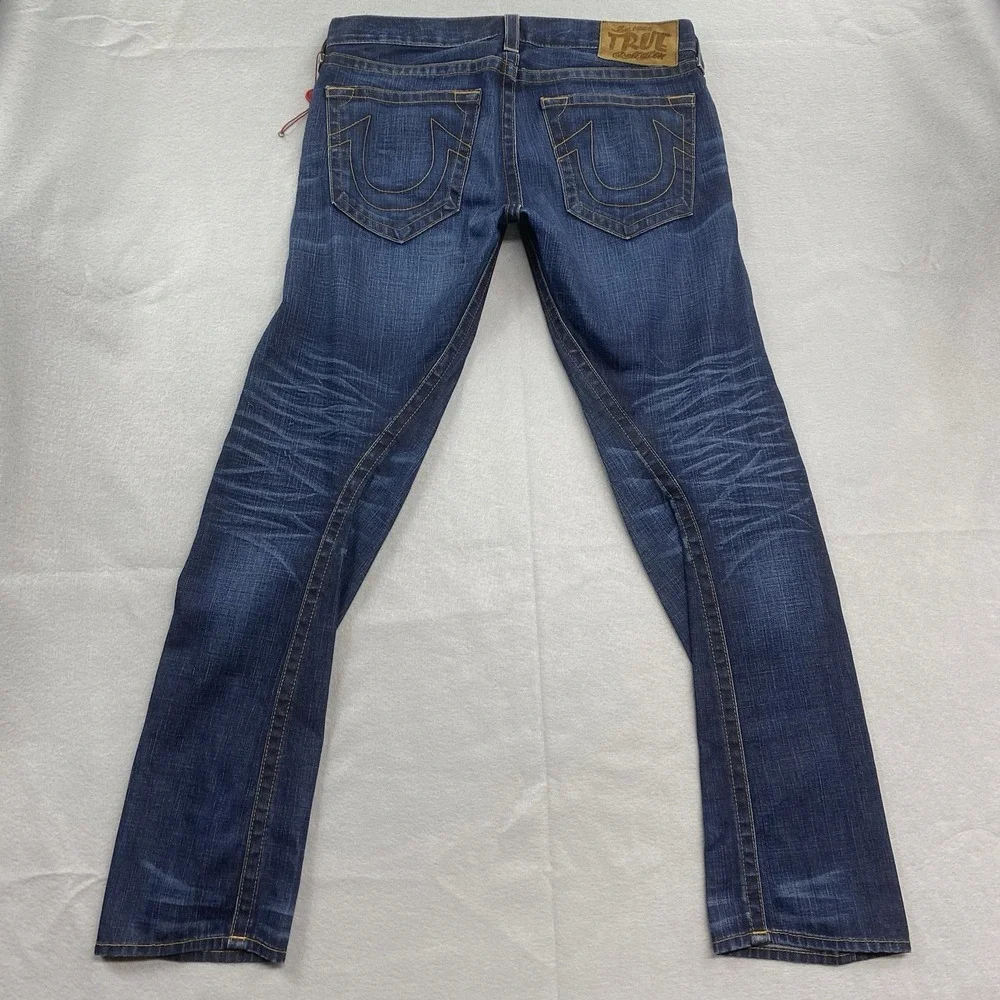 True Religion Jeans Mens 34 Blue Geno Torque Twisted Slim Saratoga Wash USA